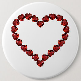 Red Ruby Gemstone Heart Ronde Button 6,0 Cm