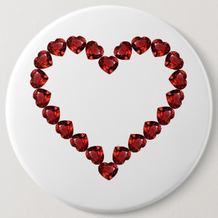 Red Ruby Gemstone Heart Ronde Button 6,0 Cm