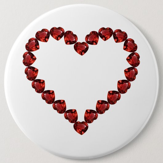 Red Ruby Gemstone Heart Ronde Button 6,0 Cm (Voorkant)