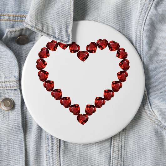 Red Ruby Gemstone Heart Ronde Button 6,0 Cm (In situ)