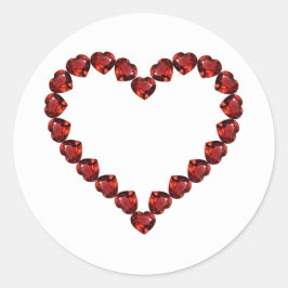 Red Ruby Gemstone Heart Ronde Sticker