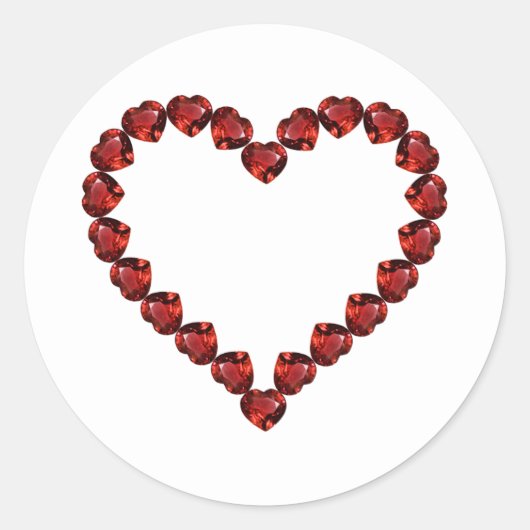 Red Ruby Gemstone Heart Ronde Sticker (Voorkant)