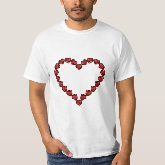 Red Ruby Gemstone Heart T-shirt (Voorkant)