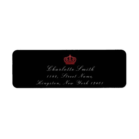 Red Ruby Glitter RSVP Crown Princess Bridal Black Etiket (Voorkant)