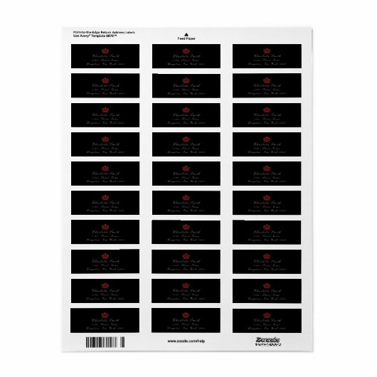 Red Ruby Glitter RSVP Crown Princess Bridal Black Etiket (Full Sheet)
