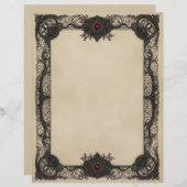 Red Ruby Goth Stationery Paper Briefhoofd (Voorkant / Achterkant)