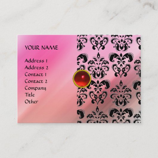 RED RUBY MON, PINK DAMASK SILK, violet fuchsia Visitekaartje (Voorkant)