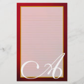 Red Ruby Monogram Fine Lined Stationery Briefpapier (Voorkant)