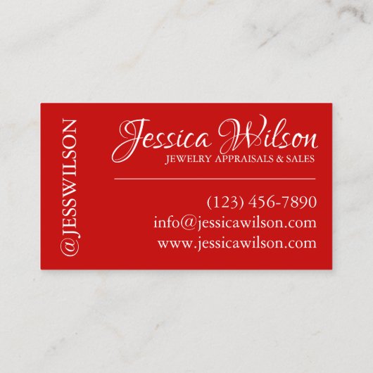 Red Ruby Ring Gemstone Jewelry Appraisal Visitekaartje (Achterkant)