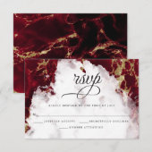 Red Ruby Waterverf Geode Barefoot Bride™ RSVP Kaartje (Voorkant / Achterkant)