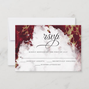 Red Ruby Waterverf Geode Barefoot Bride™ RSVP Kaartje