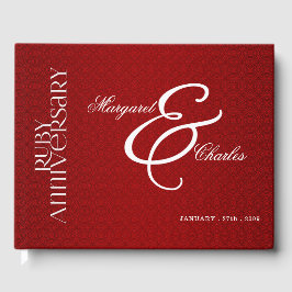 Red Ruby Wedding Jubileum voor 40th Damask Foto Gastenboek