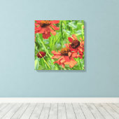 RED RUDBECKIA FLOWERS CANVAS AFDRUK (Insitu (Houten vloer))