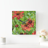 RED RUDBECKIA FLOWERS VIERKANTE KLOK (Huis)