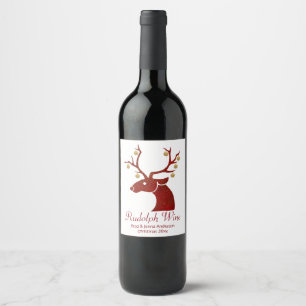 Red Rudolph Wine Label Wijn Etiket