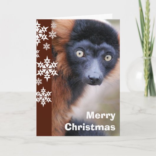 Red Ruffed Lemur-kerstkaart Feestdagen Kaart (Voorkant)