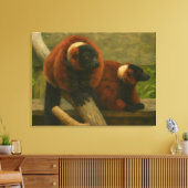 Red Ruffed Lemurs in Woodland Light Canvas Afdruk (Insitu (Woonkamer))