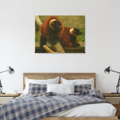 Red Ruffed Lemurs in Woodland Light Canvas Afdruk (Insitu (Slaapkamer))