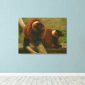 Red Ruffed Lemurs in Woodland Light Canvas Afdruk (Insitu (Houten vloer))