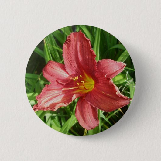 Red Ruffled Lily Button (Voorkant)