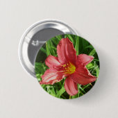 Red Ruffled Lily Button (Voorkant /achterkant)