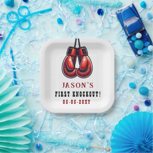 Red Rumble eerste knock-out boksverjaardag Papieren Bordje (Feest)