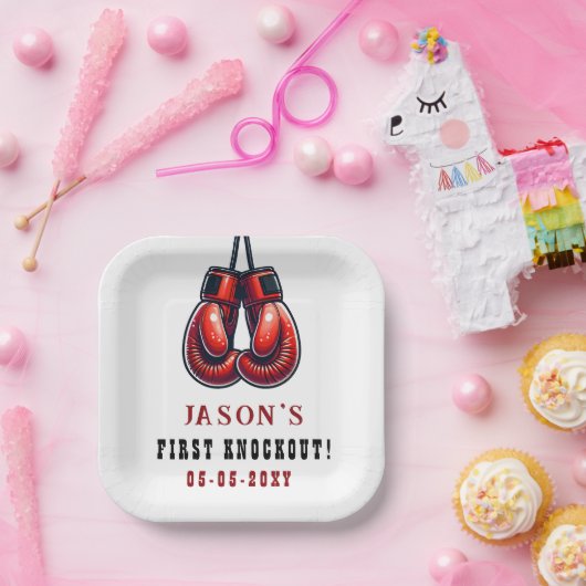 Red Rumble eerste knock-out boksverjaardag Papieren Bordje (Feest)