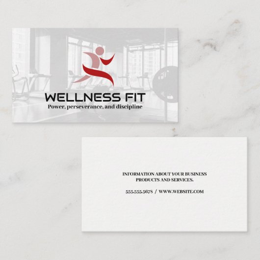 Red Running Logo | Achtergrond fitnesscentrum Afsprakenkaartje (Voorkant / Achterkant)