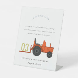 Red Rust Boerderij Tractor heeft kinderen op zater Reclamebord Met Voetstuk