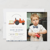 Red Rust Boerderij Tractor Kinder Foto Birthday In Bedankkaart (Voorkant)