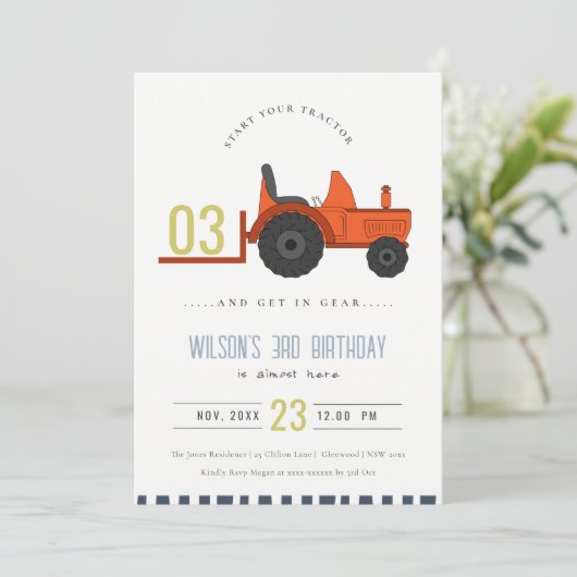 Red Rust Boerderij Tractor Kinder om het even welk Bedankkaart (Staand voorkant)