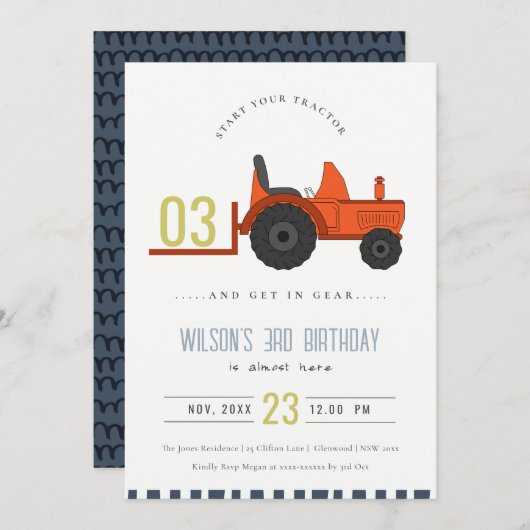 Red Rust Boerderij Tractor Kinder om het even welk Bedankkaart (Voorkant / Achterkant)