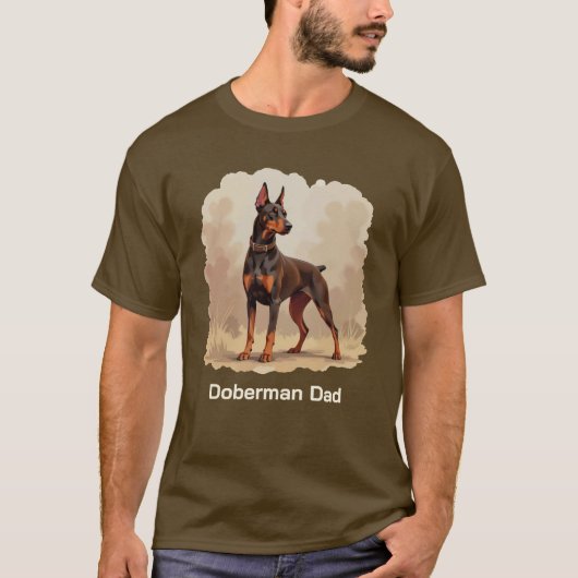 Red Rust Brown Doberman Pinscher Dog Dad T-shirt (Voorkant)