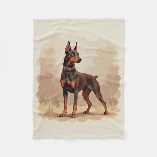 Red Rust Brown Doberman Pinscher Dog Fleece Deken (Voorkant)