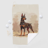 Red Rust Brown Doberman Pinscher Dog Golfhanddoek (Insitu)