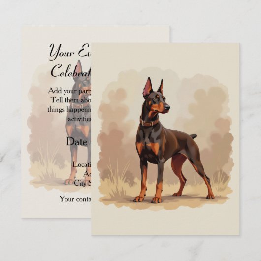 Red Rust Brown Doberman Pinscher Dog Kaart (Voorkant / Achterkant)