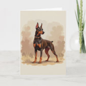 Red Rust Brown Doberman Pinscher Dog Kaart (Voorkant)