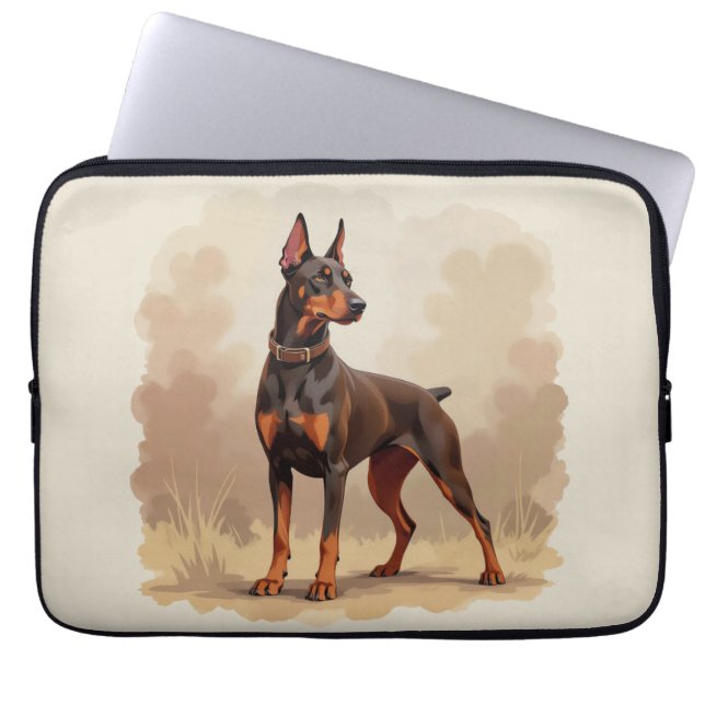 Red Rust Brown Doberman Pinscher Dog Laptop Sleeve (Voorkant)