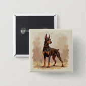Red Rust Brown Doberman Pinscher Dog Vierkante Button 5,1 Cm (Voorkant /achterkant)
