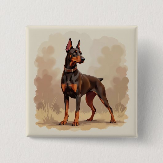 Red Rust Brown Doberman Pinscher Dog Vierkante Button 5,1 Cm (Voorkant)