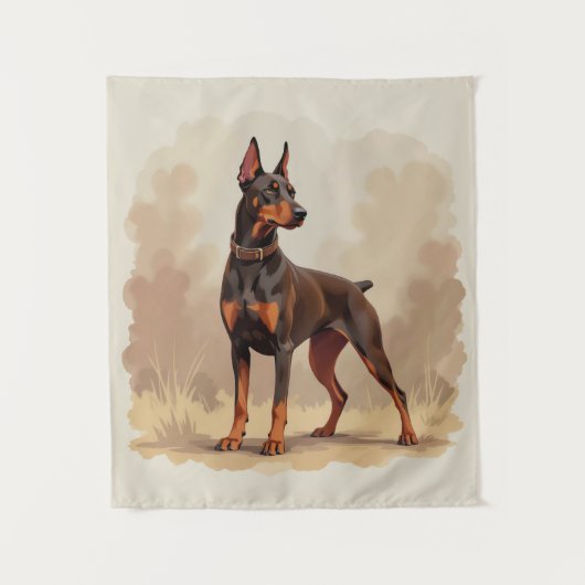 Red Rust Brown Doberman Pinscher Dog Wandkleed (Voorkant)