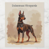 Red Rust Brown Doberman Pinscher Dog Wijn Etiket (Enkel label)