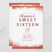 Red Rust Clay Modern Chic Sweet 16 Party Kaart (Voorkant / Achterkant)