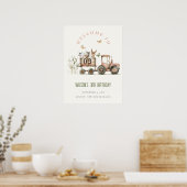 Red Rust Farm Animals Tractor Kind Verjaardag Welk Poster (Keuken)