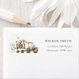 Red Rust Farm Animals Tractor Kinder adres Etiket