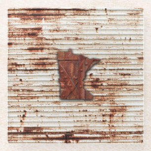 Red Rust Minnesota Shape Glazen Onderzetter