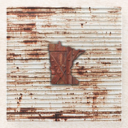 Red Rust Minnesota Shape Glazen Onderzetter (Voorkant)