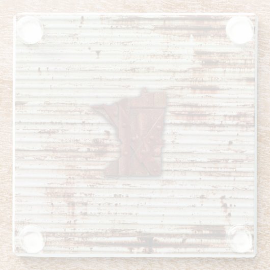 Red Rust Minnesota Shape Glazen Onderzetter (Achterkant)
