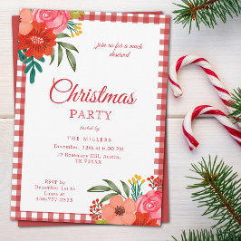 Red Rustic Botanical Christmas Invitation Feestdagenkaart