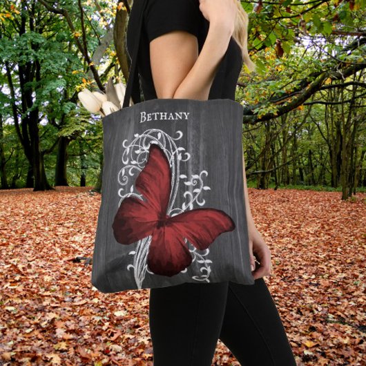 Red Rustic Butterfly - Aangepaste Canvas tas